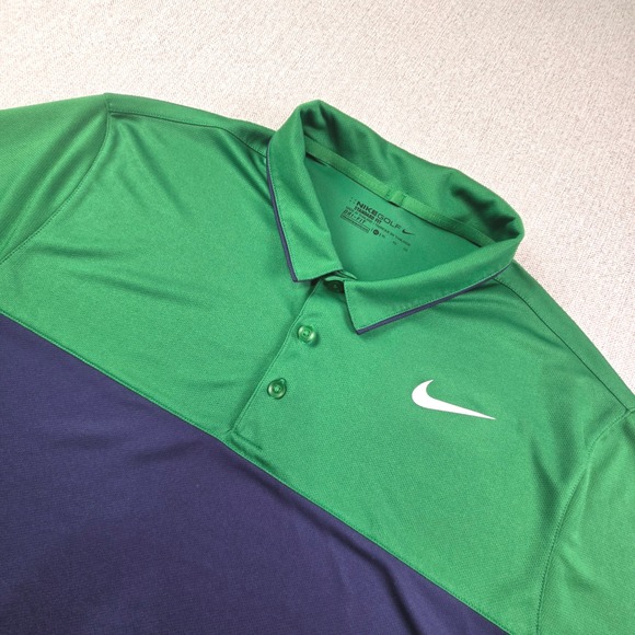 Nike Golf Dri-FIT Polo Shirt Men's XL Green & Navy Blue Polo Shirt - Picture 1 of 6
